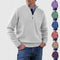 Men's Stand Collar Zipper Sweater Winter Fashion Solid Color Long Sleeve Knitted Top Clothing