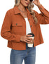 Corduroy Button Cropped Jacket For Women