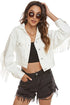 Cropped fringe denim jacket