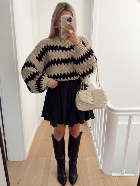 Autumn Winter Women Knitted Pullover Striped Trendy Loose Sweater