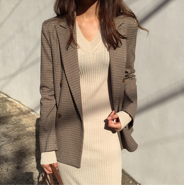 Houndstooth pattern fashion suit jacket women suit