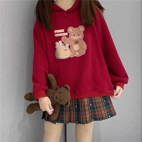 Bear Sweater Women Plus Velvet Padded Jacket