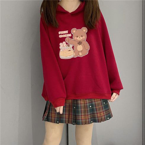 Bear Sweater Women Plus Velvet Padded Jacket