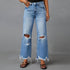 SkyFade™ – Ripped Wide-Leg High Waist Jeans