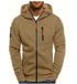 Men's Casual Zipper Hooded Sweater Solid Color Sports Fitness Jackets Cardigan