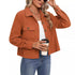 Corduroy Button Cropped Jacket For Women
