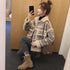 Women plus velvet short fur plaid jacket