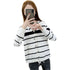 Striped Hooded Loose Knit Cardigan Jacket Women