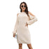 Lantern Sleeve Woolen Skirt Female Waist Trimming Loose Knitted Dress
