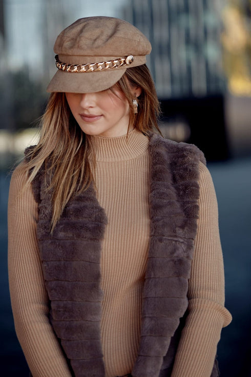 Women's fitted beige turtleneck 3212024