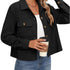 Corduroy Button Cropped Jacket For Women