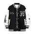 Letter Print Color Block Jacket Ins Fashion Loose Button Round Neck Baseball Coat Top For Men