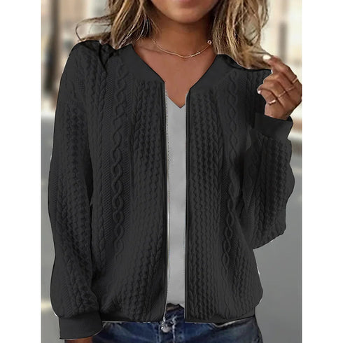 Bomber Jackets For Women Cute Jacquard Coats Lightweight Zip Up Jackets Dressy Casual