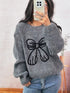 Bow Round Neck Long Sleeve Sweater