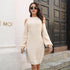 Lantern Sleeve Woolen Skirt Female Waist Trimming Loose Knitted Dress