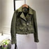 Suede leather women motorcycle leather plush fleece jacket
