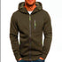 Men's Casual Zipper Hooded Sweater Solid Color Sports Fitness Jackets Cardigan