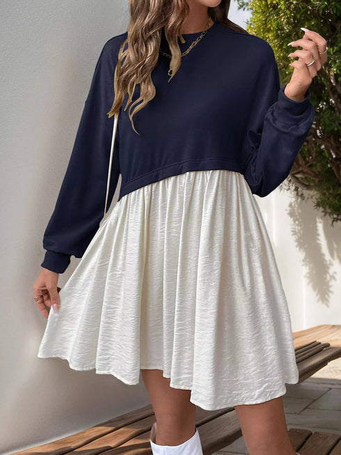 Two-Tone Dropped Shoulder Dress