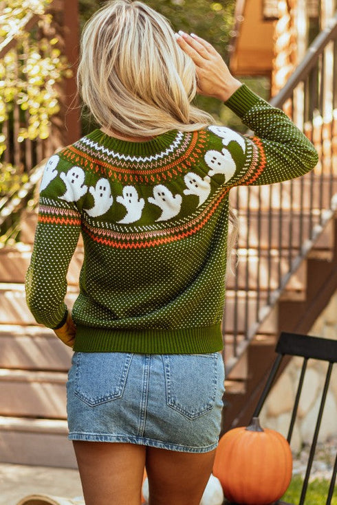 Kaylee Halloween Ghost Pattern Sweater