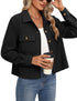 Corduroy Button Cropped Jacket For Women