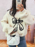 Bow Round Neck Long Sleeve Sweater
