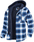 Men's Plaid Hooded Coat Winter Warm Button Zip-up Jacket Fashion Casual Thick Padded Long Sleeves Outerwear Clothing