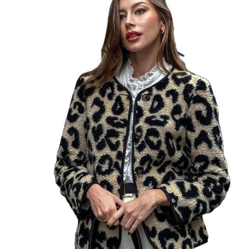 Single-breasted Lamb Fur Integrated Short Jacket Women