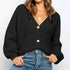 Women's Cardigan Jacket Solid Color V-neck Single-breasted Jacket Sweater Women