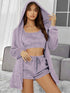 Suits 3pcs Winter Solid Color Double-sided Plush Warm Thickened Hooded