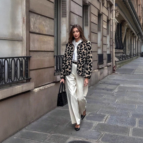 Single-breasted Lamb Fur Integrated Short Jacket Women