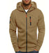 Men's Casual Zipper Hooded Sweater Solid Color Sports Fitness Jackets Cardigan