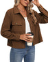 Corduroy Button Cropped Jacket For Women