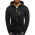 Men's Casual Zipper Hooded Sweater Solid Color Sports Fitness Jackets Cardigan