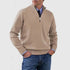Men's Stand Collar Zipper Sweater Winter Fashion Solid Color Long Sleeve Knitted Top Clothing