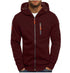 Men's Casual Zipper Hooded Sweater Solid Color Sports Fitness Jackets Cardigan