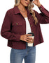 Corduroy Button Cropped Jacket For Women