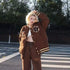 Brown Student Letter Embroidered Baseball Padded Jacket Women