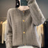 Round Neck Twisted Wool Flowery Jacket Women