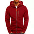 Men's Casual Zipper Hooded Sweater Solid Color Sports Fitness Jackets Cardigan