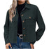 Corduroy Button Cropped Jacket For Women
