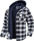 Men's Plaid Hooded Coat Winter Warm Button Zip-up Jacket Fashion Casual Thick Padded Long Sleeves Outerwear Clothing