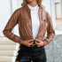 PU Motorcycle Leather Jacket Top Women