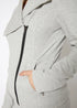 Women's Oversized Collar Zip-Up Moto Jacket In Heather Grey