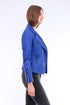 Milani Quilted Leather Biker Jacket - Blue