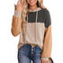 Autumn Winter Twist Strip Color Matching Long Sleeve Hoodie Loose