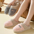 Solid Rhombic Letter Home Slippers Winter Warm Non-slip Floor Bedroom