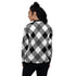Womens Bomber Jacket - Black and White Plaid Print