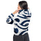 Womens Cropped Windbreaker Jacket - Navy Blue and White Circular