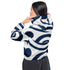 Womens Cropped Windbreaker Jacket - Navy Blue and White Circular