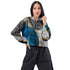 Womens Cropped Windbreaker Jacket - Blue Grey Design